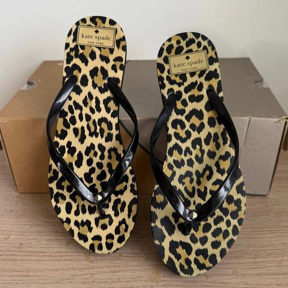 Kate Spade New York Nova Leopard Print Flip Flops- SZ W 9 - Picture 1 of 11